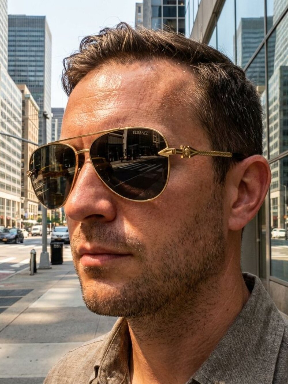 NEW VERSACE SUNGLASSES GOLD GREY AVIATOR VE2283 1002/87 VERSACE VE2283 100287